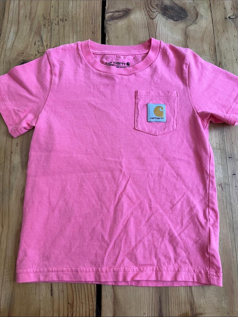 CARHARTT Kids 5 Bubble Gum Pink Cotton Pocket Tee T-Shirt Logo